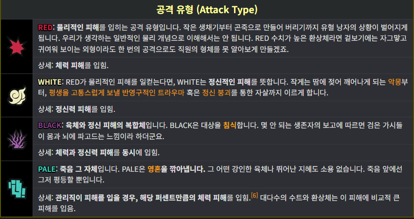 피해 속성 및 내성